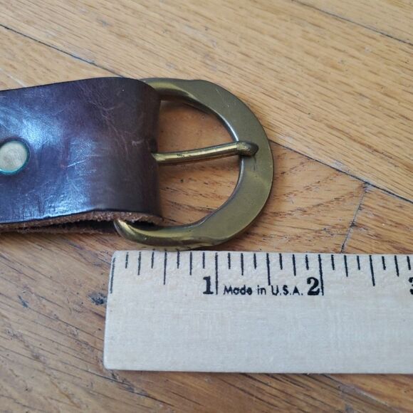 Braided Genuine Leather Belt Brown Brass Buckle Adjustable Boho Hippie Western - Picture 11 of 12